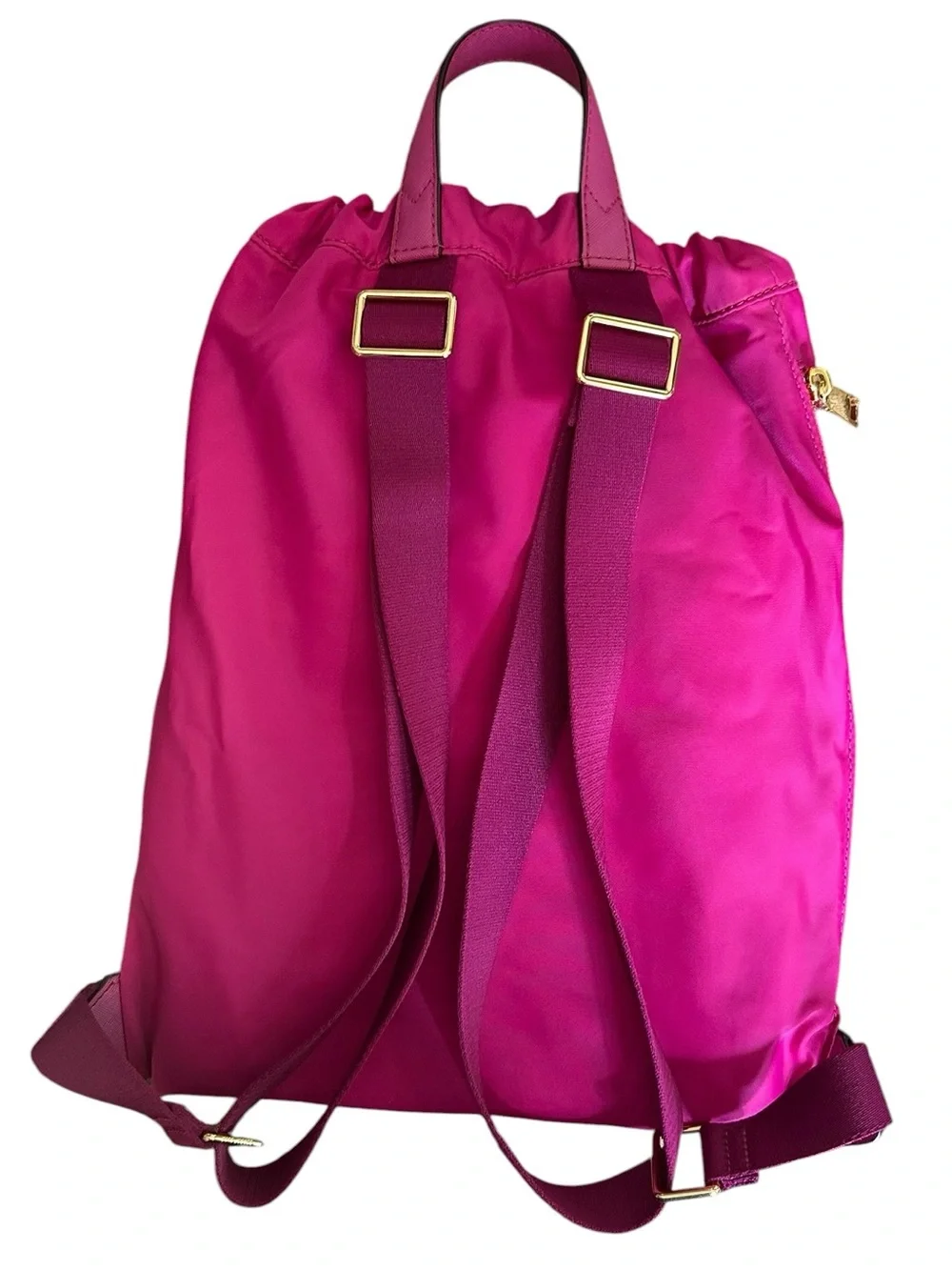 Marc Jacobs Hot Pink Nylon Drawstring Backpack Gold Hardware